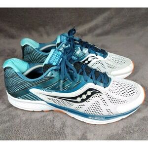 Saucony Ride 10 White Blue Everun Running Shoes Size 12.5